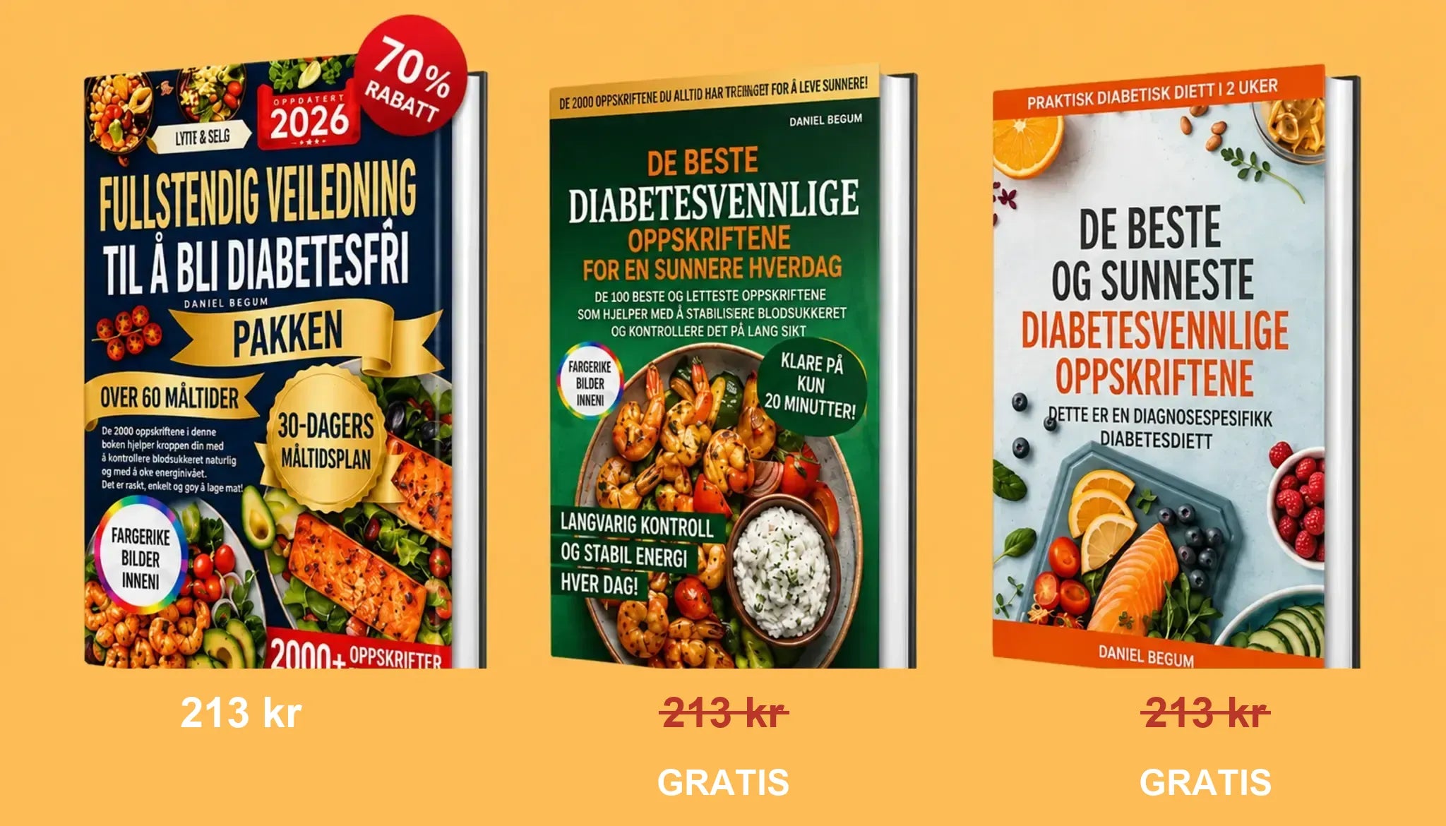 Pakke med 3 bøker – Kosthold for diabetikere