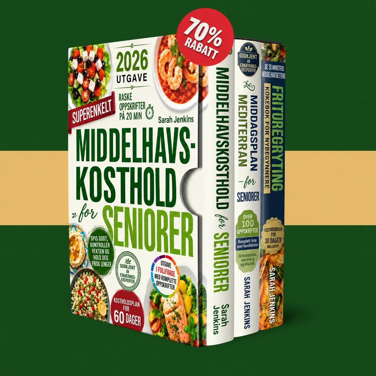 Middelhavsdiett: 3 bokpakke + 2 BONUSER